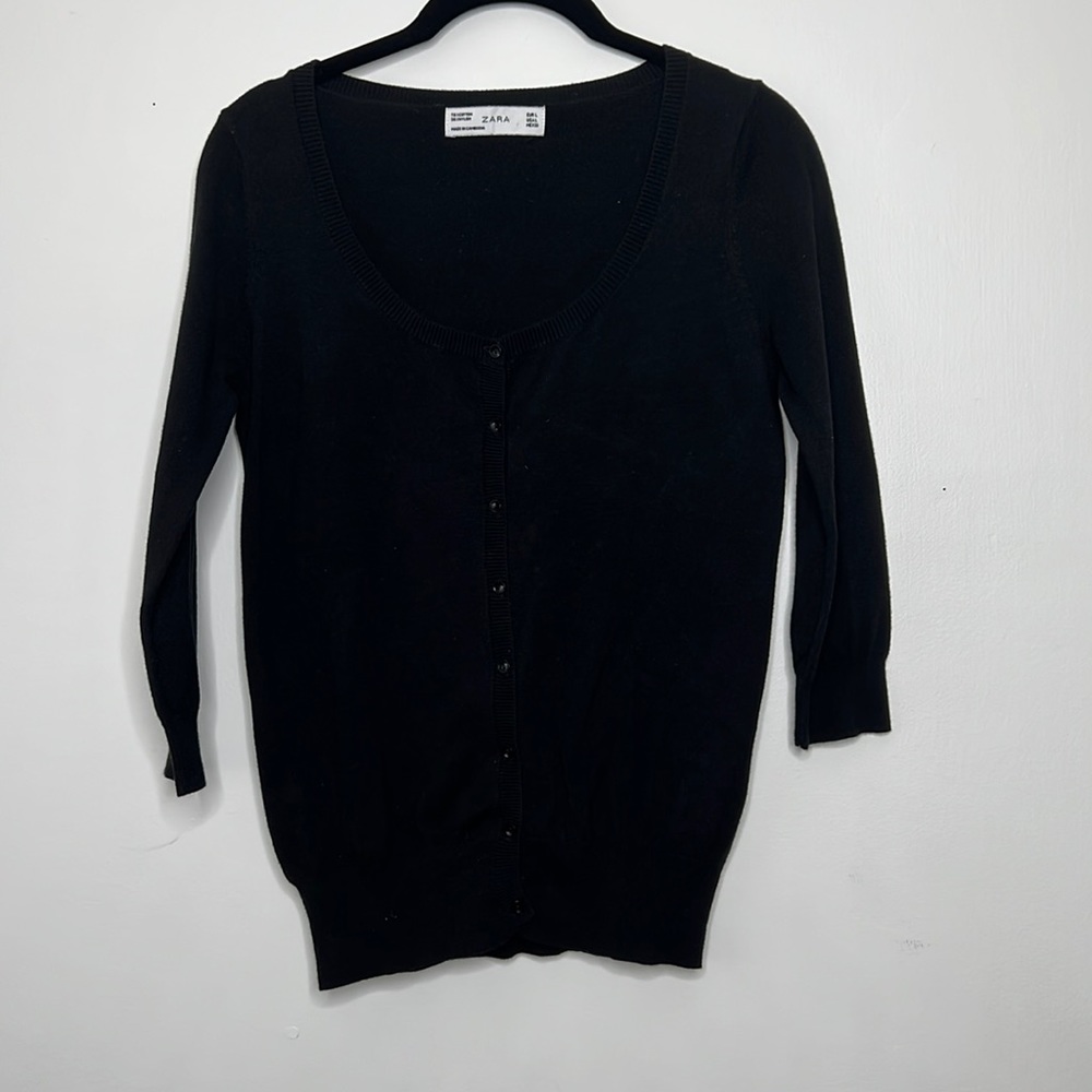 5/$25 Zara Large Black Cardigan Buttons 3/4 Sleeves
